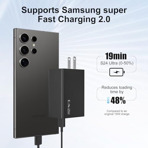 Samsung 65W 3-Port Super Fast Charging Wall Charger, GaN Adapter | for Samsung Galaxy S26 Ultra/S26/S26+/S25 Ultra/S25/S25+/S24 Ultra/S24/S24+/S23 Ultra/S23/S23+ Ultra/S22+/Z Fold 3/ laptops