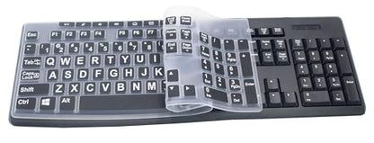 Ultra Thin Desktop Silicone Keyboard Cover Skin Compatible with Logitech MK370 MK295 MK275 MK270 Wireless Keyboard, Logitech K200 K260 K270 MK200 MK260 Keyboard - (Black Large Letters) - color: Large Letters - Black