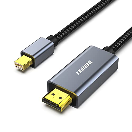 BENFEI Mini DisplayPort to HDMI 10 Feet Cable [4K@30Hz, Aluminum Shell, Nylon Braided] Compatible with MacBook Air/Pro, Microsoft Surface Pro/Dock, Monitor, Projector and More - color: Gray, size: 10 Feet