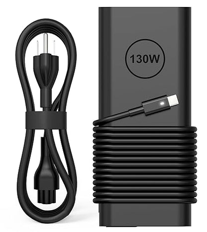 130W USB C Laptop Charger Compatible with Dell XPS 15 17 2in1 9575 9500 9700 Latitude 5280 5420 7210 7410 7480 Precision 5530 2in1 5550 5750 3560 DA130PM170 Power Adapter Cord Supply - color: Black3