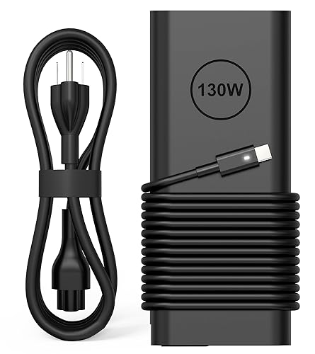 130W USB C Laptop Charger Compatible with Dell XPS 15 17 2in1 9575 9500 9700 Latitude 5280 5420 7210 7410 7480 Precision 5530 2in1 5550 5750 3560 DA130PM170 Power Adapter Cord Supply - color: Black3