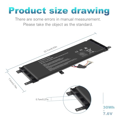 Fancy Buying New B21N1329 Laptop Battery for Asus X403 X403M X403MA X503M X502CA X453 X453M X453MA X553 X553M X553MA - 7.6V 30Wh - size: 8.93*2.75*0.27inch