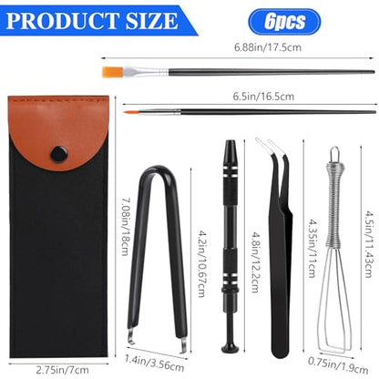Keyboard Remover Tool Kit-6-Piece Set, Switch Puller, Keycap Puller, Lubricating Pen, Cleaning Brush, Tweezers, 4-Jaw Gripper, and Key Cap Pullers for Mechanical Keyboards with Black Felt Bag