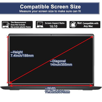 2 Pack Tempered Glass Screen Protector for 14 Inch HP/Dell/Lenovo/Acer/Samsung 14" 16:10 Laptop 9H Hardness, Ultra Clear Scratch Resistant Anti-Fingerprint (W 301 x H 188 mm) - size: 14"(16:10)