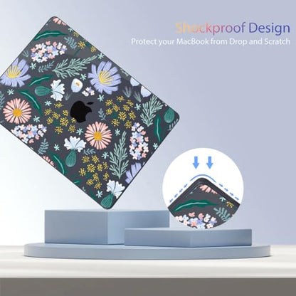 Teryeefi for MacBook Air 13 inch Case 2020 2019 2018 fits Model M1 A2337 A2179 A1932 with Retina Display with Touch ID, Plastic Hard Shell Case & Keyboard Cover, Elegant Flowers Leaves - color: Elegant Flowers Leaves