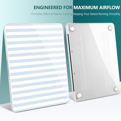 for MacBook Neo 13 Inch Case 2026 (Model A3404, A18 Pro chip), Stylish Pattern Protective Hard Shell with Screen Protector, Keyboard Cover & USB-C Adapter - Blue & White Stripes - color: Blue White Stripes