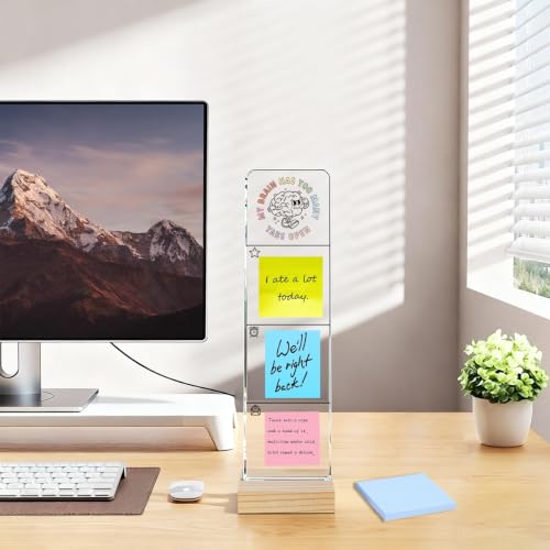 Monitor Memo Board with Removable Wooden Base Acrylic Portable Sticky Note Holder, My Brain Has Too Many Tabs Open Logo Office Desk Desk Set Sticky Notes 100 Sheets - color: Brain Label