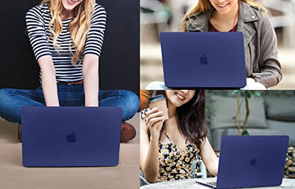 CISSOOK Navy Blue Cover for MacBook Air 13 M1 Case with Retina Display and Touch ID, Dark Blue Hard Shell Case with Keyboard Cover + Screen Protecter for Air 13 M1 A2337 A2179 A1932 Model 2018-2021 - color: Air13inch-Matte Navy Blue