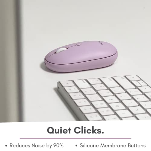 Macally Bluetooth Mouse Purple | Wireless Mouse - Comfortable and Quiet, Enjoy Strong Connection for Laptop, Mac, iPad - color: Purple