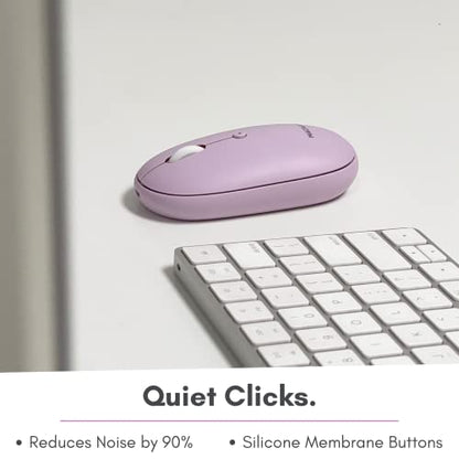Macally Bluetooth Mouse Purple | Wireless Mouse - Comfortable and Quiet, Enjoy Strong Connection for Laptop, Mac, iPad - color: Purple