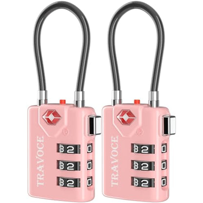 Search Alert TSA Approved Travel Combination Luggage Cable Locks for Suitcase, Gym Locker,Toolbox,Backpack 1,2,4,6 &10 pk (Pink 2 Pack) - color: Pink 2 Pack