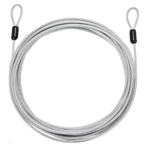 PATIKIL Security Cable Lock (1/8" Dia 29.5ft 110lb Load Capacity, Silver) Vinyl Coated Stainless Steel Double Loops Flexible Wire Rope Safety Cable Luggage Lock Suit for - Outdoor - color: Silver, size: 1/8" x 29.5ft