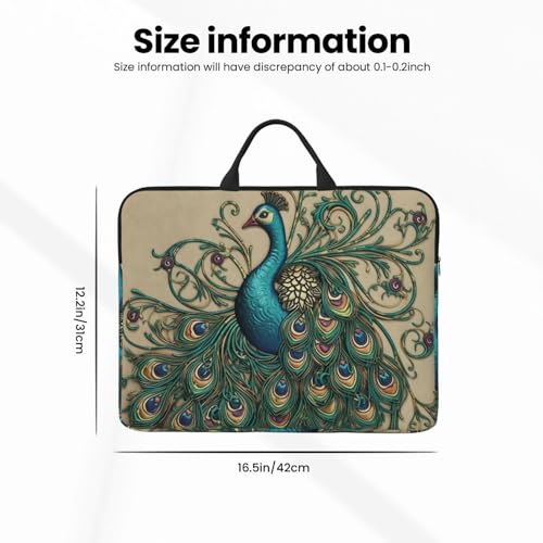 14 Inch Laptop Sleeve Case Waterproof Lightweight Laptop Case Bag Peacock Travel Laptop Bags With Handle Briefcase Messenger Bag For Women Men