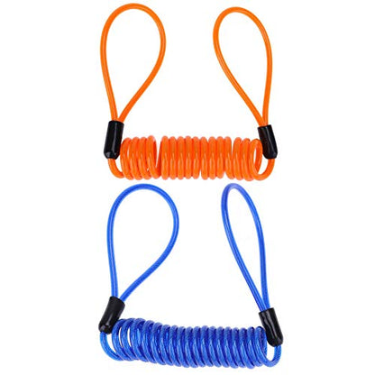 Reminder Cable,YOFUNTLE [2 Pack] Disc Lock Cable,Security Steel Wire Spring Reminder Rope for Scooter Motorcycle Motorbike Vehicle Baggage Helmet Lock,Antitheft Protection on Handlebar(Orange+Blue)