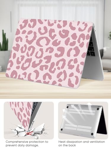 Seorsok Compatible with MacBook Air 13 Inch Case 2022 2021 2020-2018 Release A1932 A2179 M1 A2337 Touch ID,Leopard Grain Plastic Hard Shell Case with Keyboard Cover,Pink Leopard Cheetah Pattern - color: Pink