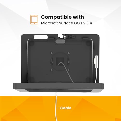 Tablet Wall Mount Compatible with Microsoft Surface Go 1 2 3 4 Anti Theft with Lock Tiltable Adjustable - BSW101BR - color: Black