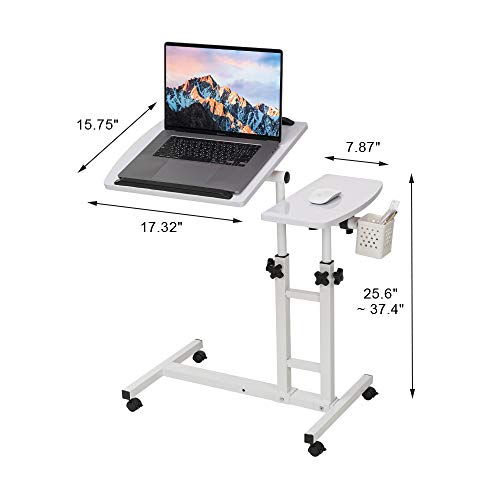 Adjustable Laptop Desk, White | Wheels - color: White