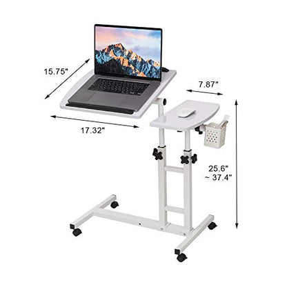 Adjustable Laptop Desk, White | Wheels - color: White
