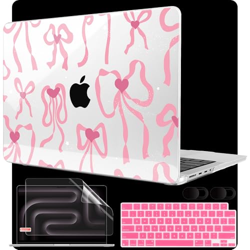 MEEgoodo Case for MacBook Pro 16 inch 2026 2024 2023 2021, Laptop Hard Shell Compatible with M5 M4 M3 M2 M1 Pro/Max Chip, Fit Model A3429/A3428/A3403/A3186/A2991/A2780/A2485, Coquette Ribbon Bow - color: Coquette Ribbon Bow