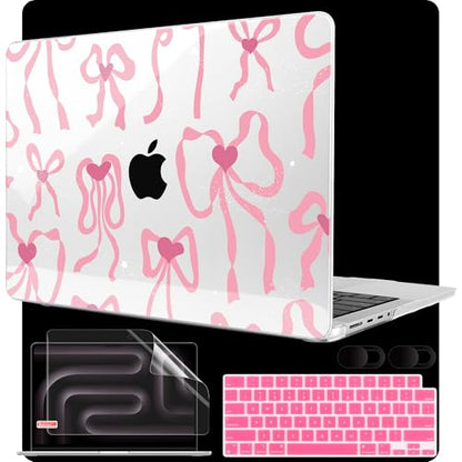 MEEgoodo Case for MacBook Pro 16 inch 2026 2024 2023 2021, Laptop Hard Shell Compatible with M5 M4 M3 M2 M1 Pro/Max Chip, Fit Model A3429/A3428/A3403/A3186/A2991/A2780/A2485, Coquette Ribbon Bow - color: Coquette Ribbon Bow