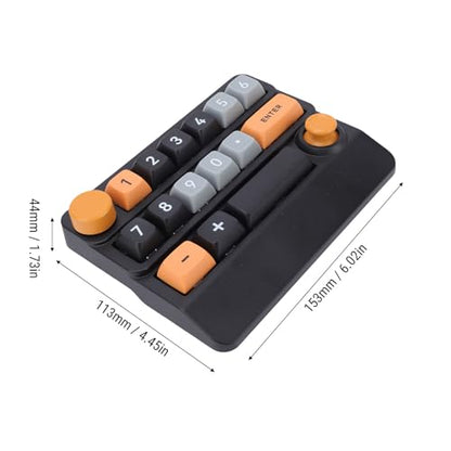 Asixxsix Number Pad, RGB 15 Keys Hot Swappable Wireless Numeric Keypad Macro Programmable Rechargeable Number Keypad with 3 Mode USB C 2.4G Bluetooth for Laptop Desktop Computer PC (Yellow Black Blue) - color: Yellow Black Blue