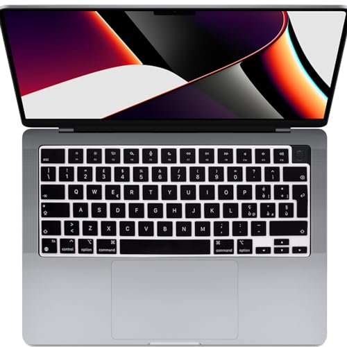 HRH Keyboard Cover Skin EU for MacBook Air 13”15"(M5-M2)&Pro 14”16"(M5-M1) | Italian,Black,2026-2021,A3426 A3427 A3434 A2992,Neo 13" A18, Precise Fit, Dust Proof, Waterproof,Durable,Keyboard Accessories - color: Italian