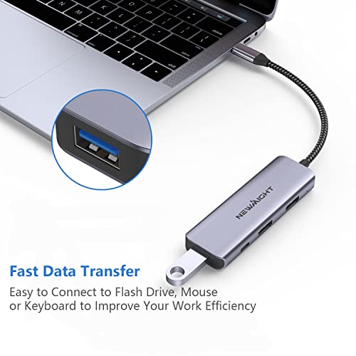 USB C Dual HDMI Adapter for 2 Monitors, Newmight 4-in-1 USB C to Dual Monitor HDMI Splitter, Supports Single 4K 60Hz and Dual 4K 30Hz, 100W PD, USB-A Port for MacBook, HP, Dell, iPhone 15/16 Series