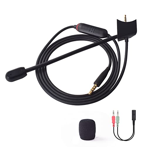 QC35 Boom Mic with 3.5mm Headphone Splitter Compatible with Bose QuietComfort 35 II (QC35 II) & QuietComfort 35 (QC35) Headphones, Boom Microphone Cable for PC, Laptop, PS4, PS5, Xbox One, 4ft