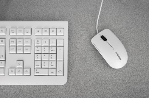 Cherry KC 1000, Wired Keyboard with Number Pad for PC/Laptop, Plug & Play (USB-A Connection), Slim Design, Whisper Quiet Typing, 4 Hot Keys, QWERTY, Pale Gray - color: Pale Gray