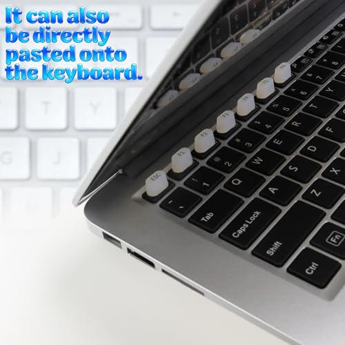 Keyboard Sticker for Long Nails with 119PCS Letters + 17 Inch Universal Keyboard Cover, Reusable Adhesive Silicone Keyboard Stickers, Dustproof Easy-Remove Protector Set for Desktop Keyboard(White)