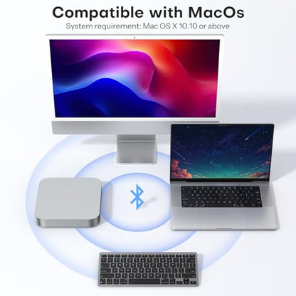 OMOTON Ultra-Slim Wireless Keyboard for Mac, Stable Bluetooth Connection, Ergonomic Tilt Angel, Auto Sleep Energy Saving & Portable for Business Trip & Travel, Compatible with MacOS 10.10+, Black Grey - color: Black Grey