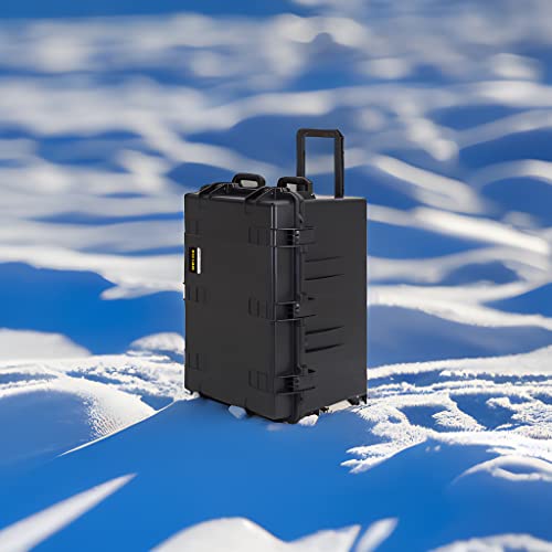 MEIJIA Premium Waterproof Large Rolling Hard Camera Case,Hard Protective Case with customizable fit foam and wheels,Full Protection with Light&Convenient Design,Elegant Black (33.25"X24.4"X19.3") - size: 33.25"X24.4"X19.3"