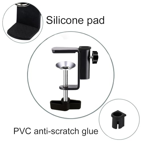 Aluminum C-Clamp Clip Mount for Camera/Monitor, Desktop & Table Mount Holder for Microphone/Mic & Tablet (Black)