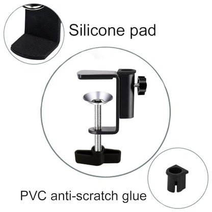 Aluminum C-Clamp Clip Mount for Camera/Monitor, Desktop & Table Mount Holder for Microphone/Mic & Tablet (Black)