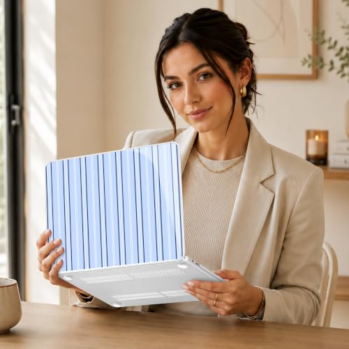 May Chen Compatible with MacBook Neo 13 inch Case 2026 Model A3404, Plastic Hard Shell,Keyboard Cover,Screen Protector,Dust Plug, for MacBook Neo 13" with A18 Pro Chip, Blue Striped - color: Blue Striped