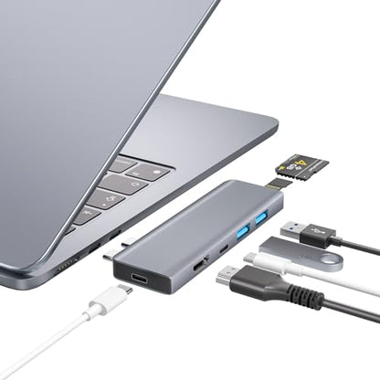 USB C Hub, 7 in 2 USB C Adapter Thunderbolt 4 HDMI MacBook Air Pro M1-M4 | Thunderbolt 4 Hub • 4K HDMI • 100W PD • 40Gbps • USB C 3.0 • 2 USB A 3.0 • SD/TF Card Reader • MacBook USB Adapter - size: 9887 Space Gray
