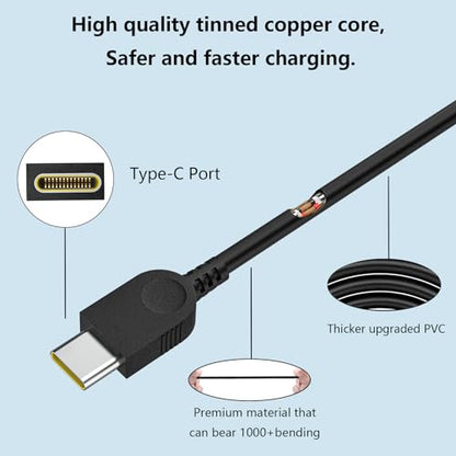 100W 20V 5A Type C Laptop Charger for Lenovo Yoga Slim 7 Pro, IdeaPad 5 Pro16 ThinkPad 15 16 X280, Compatible P/N: ADL100YLC3A 5A11J62105 SA11D52396 Power Supply Adapter
