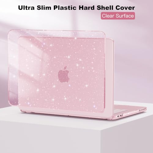 CISSOOK for MacBook Neo 13 inch Pink Case Glitter Blush 2026 Model A3404 | 5in1 Set Hard Shell Case, A18 Pro Chip, Keyboard Cover, Screen Protector, Scratch Resistant, Ultra-Thin, for Office & Travel - color: Glitter Blush