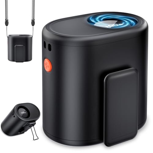 AI Portable Waist Fan, 6-Speed 15,000RPM Strong Turbo Airflow, 30H Cooling Battery Powered Personal Fan Rechargeable, Wearable Hands-Free Shirt/Belt/Body Fan for Travel, Work, Outdoor, Gift for Men - color: Black
