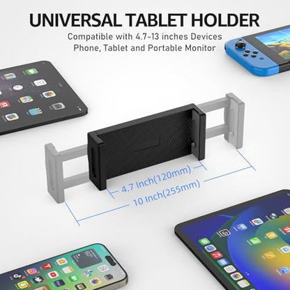 Dual Arm Tablet Wall Mount Ipad Holder, 4.7-13" | 360° Rotation Adjustable, Aluminum Extendable Arm, For iPad mini/Air/Pro/Galaxy Tab/Kindle, Kitchen Home Office - size: 2 Arm-Up to 13"