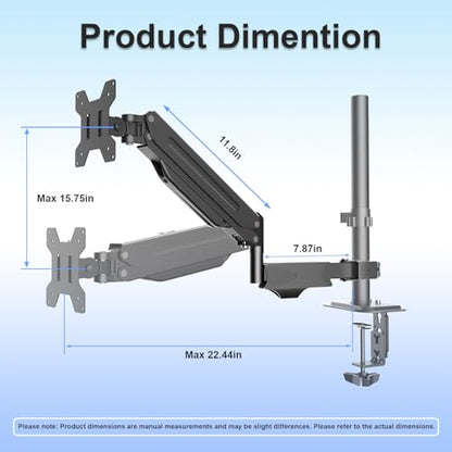 suptek Single Monitor Arm for Desk Mount Stand,Adjustable Monitor Arm for 17 to 32 inch Screen, Support Weight up to 22lbs, Mounting Holes 75x75mm to 100x100mm,Pneumatic Pole Mount Arm Black - size: Pole Mount Arm