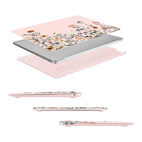 MOSISO Compatible with MacBook Air 13 inch Case M1 2022-2018, Pink | Retina Display, Plastic Garden Flowers Hard Shell&Keyboard Cover&Screen Protector, Release A2337 M1 A2179 A1932 - color: Pink