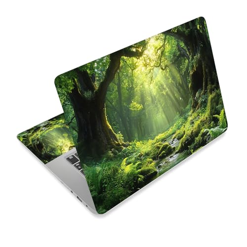 Universal Laptop Skin Sticker Decal,15.6 Inch Laptop Vinyl Cover for 13" 14" 15.6" Laptop,Scratch-Resistant Waterproof Protector Wrap,Reusable with Wrist Pads,Sunbeam Mossy Forest - color: Sunbeam Mossy Forest