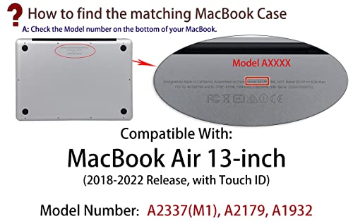 UESWILL 2022 2021 2020 MacBook Air 13 inch Case M1 A2337 A2179 A1932, Hard Shell Case Cover for MacBook Air 13.3 inch with Retina Display & Touch ID (2018-2022), Black - color: Black, size: 2018-2022 Air 13" (M1 A2337/A1932/A2179)