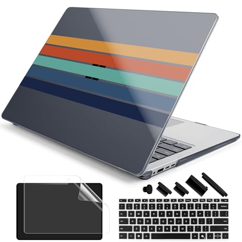Batianda Case for Microsoft Surface Laptop 15 inch, Retro Stripes | Fits Surface Laptop for Business 8th Edition 2026 & Surface Laptop 7 2024, 4-in-1 Accessories Bundle, Slim Durable Hard Shell - color: Black Stripes