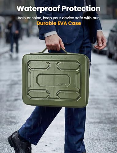 DOMISO Laptop Hard Case 14-14.4 inch Waterproof Shockproof Hard Shell Laptop Sleeve with Handle & Storage Pocket, Compatible with MacBook, HP, Dell, Green - color: Green, size: 14 inch