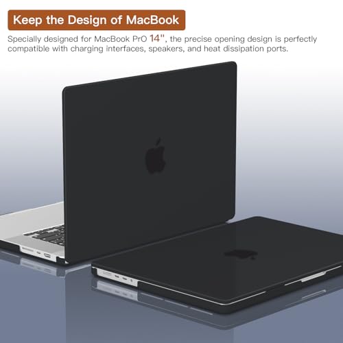 CISSOOK Matte Black Plastic Hard Cover for MacBook Pro 14 Inch Case 2026 2025 2024 2023 2022 2021 Release Model M5 A3434 M4 A3112 A3185 A3401 / A2992 A2918 M3 / A2779 M2 / A2442 M1 Chip, Black - color: Matte Black