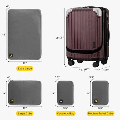 LEVEL8 Grace Carry On Luggage Airline Approved, 20 Inch Expandable Hardside Carry On Suitcase With Wheels, Abs+Pc Small Luggage with Tsa Lock, Red, 20-Inch - color: Red, size: 20 Inch + 4PC