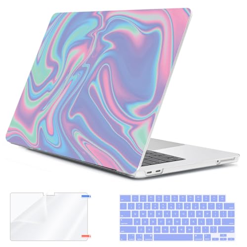 Compatible with 2026 MacBook Neo 13 inch Case A18 Pro A3404, Anti-Crack & Scratch Hard Shell Case & Keyboard Cover & Screen Protector & Webcam Cover for Apple MacBook Neo 13", Abstract Fluid - color: Abstract Fluid