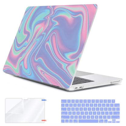 Compatible with 2026 MacBook Neo 13 inch Case A18 Pro A3404, Anti-Crack & Scratch Hard Shell Case & Keyboard Cover & Screen Protector & Webcam Cover for Apple MacBook Neo 13", Abstract Fluid - color: Abstract Fluid